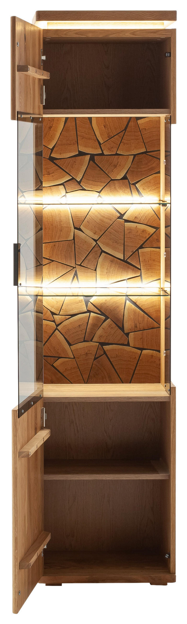 VITRINE Grau, Eichefarben  50/204/37 cm  - Eichefarben/Anthrazit, Natur, Glas/Holz (50/204/37cm) - Linea Natura