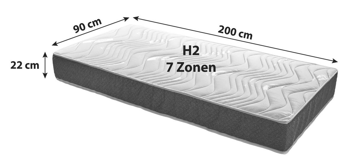 VISCOMATRATZE 90/200 cm Höhe ca. 22 cm 7 -Zonen - Weiß, KONVENTIONELL, Textil (90/200cm) - Livetastic