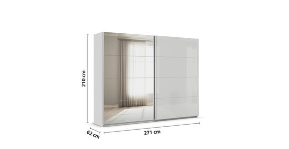 SCHWEBETÜRENSCHRANK  in Seidengrau  - Seidengrau/Alufarben, KONVENTIONELL, Glas/Holzwerkstoff (271/210/62cm) - Xora