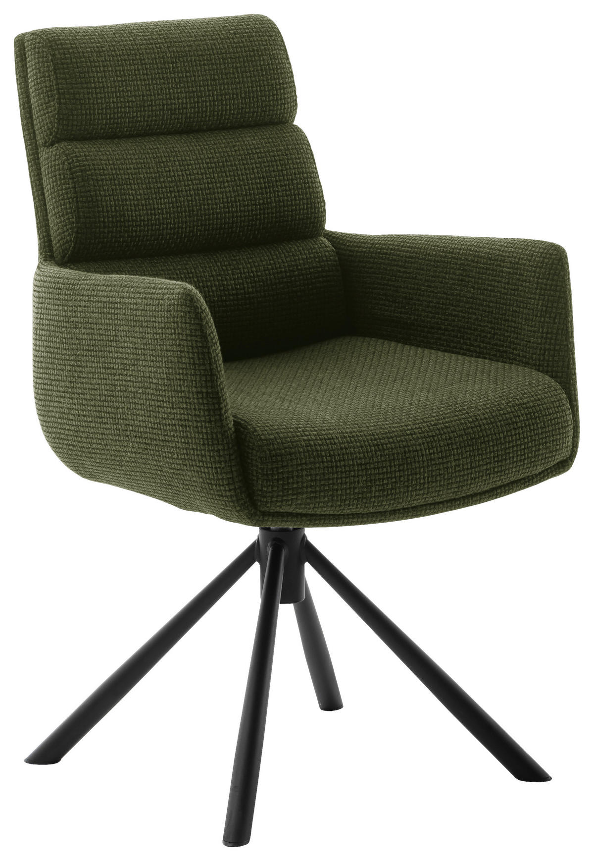 ARMLEHNSTUHL  in Stahl Webstoff  - Schwarz/Olivgrün, Design, Textil/Metall (61/90/64cm) - Dieter Knoll