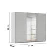 SCHWEBETÜRENSCHRANK 271/223/68 cm 3-türig Grau  - Grau, KONVENTIONELL, Glas/Holzwerkstoff (271/223/68cm) - Novel