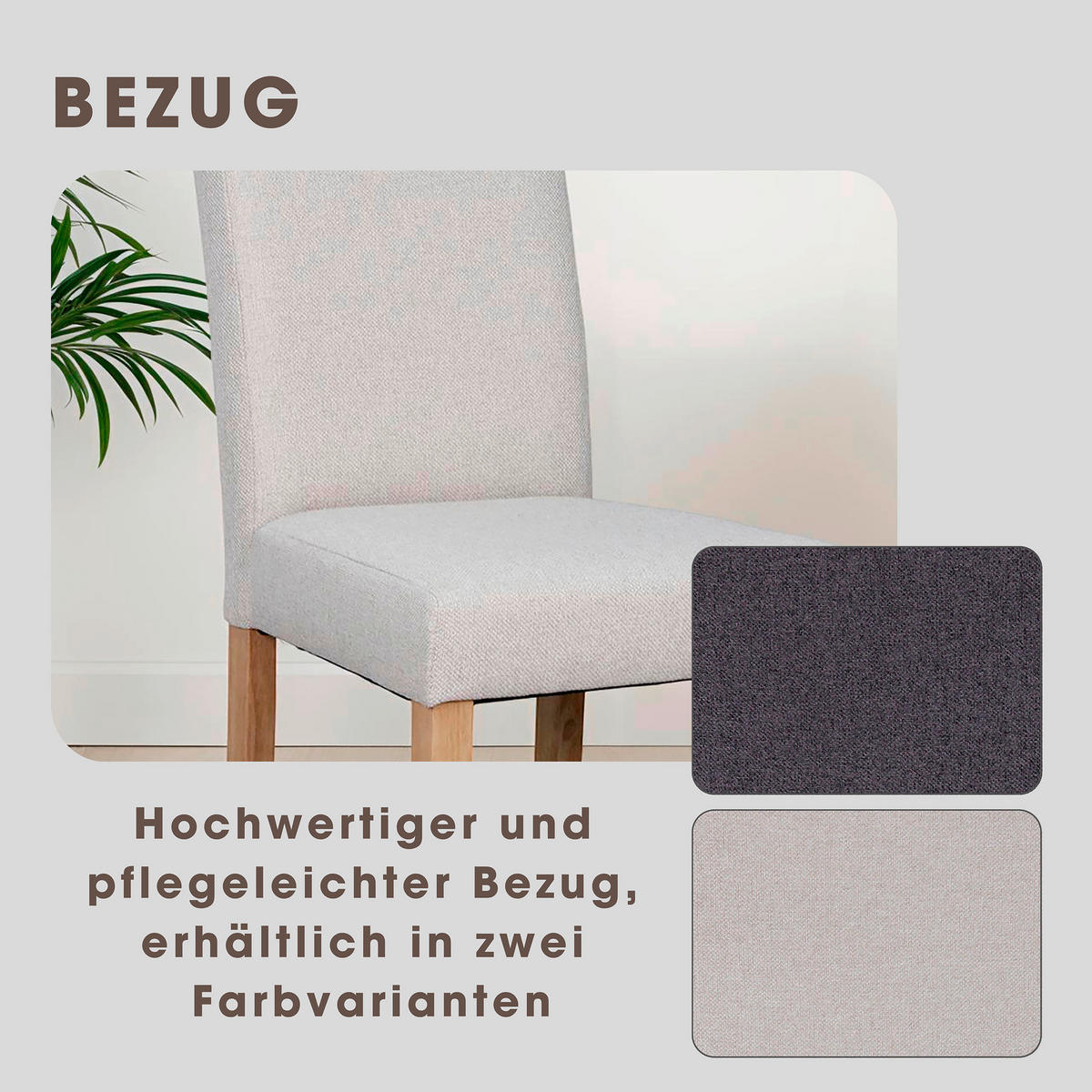 STUHL-SET - Taupe/Braun, MODERN, Holz/Textil (47/99,5/60cm) - MID.YOU