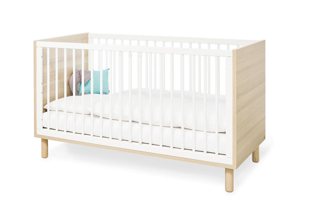 BABYZIMMER FLOW  - Eschefarben/Weiß, Design, Holzwerkstoff - Pinolino