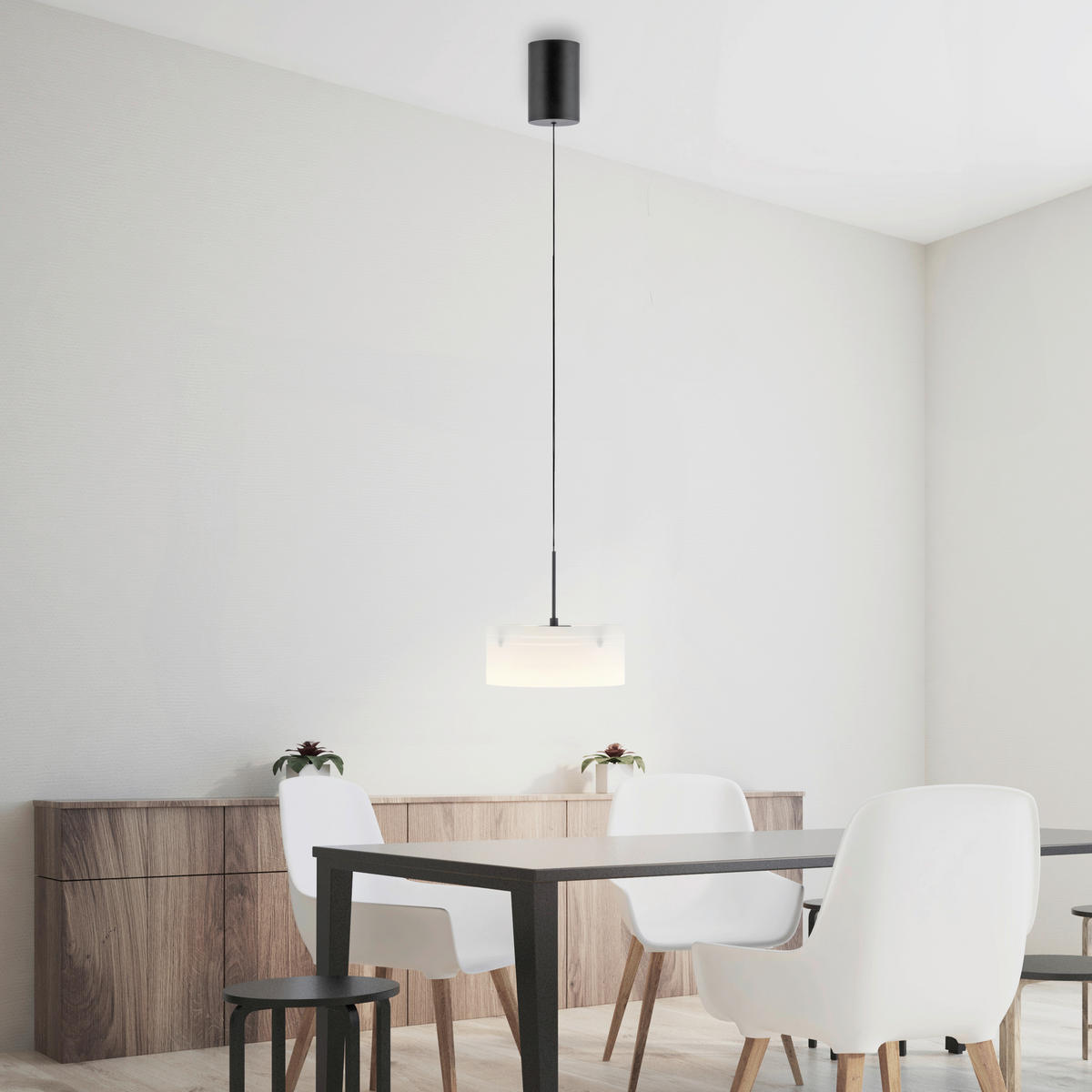 LED-HÄNGELEUCHTE 20/20/180 cm  - Schwarz, Design, Glas/Kunststoff (20/20/180cm)