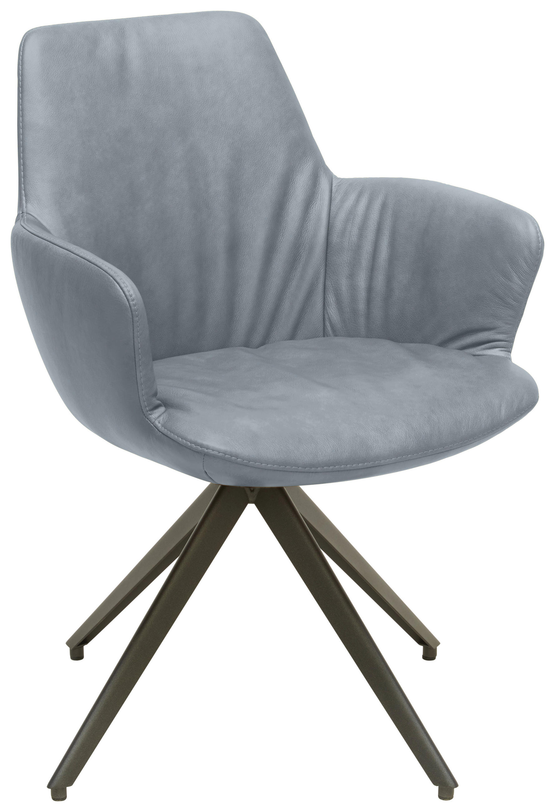 ARMLEHNSTUHL  in Stahl Echtleder pigmentiert  - Anthrazit/Grau, Design, Leder/Metall (60/87/62cm) - Bert Plantagie