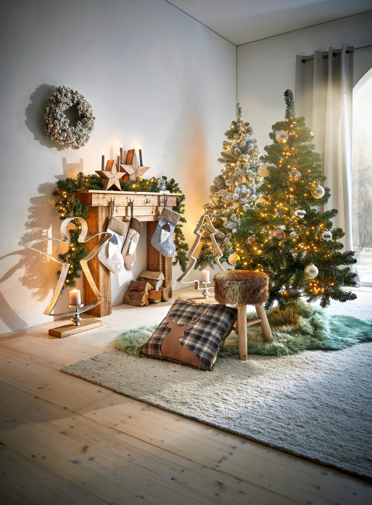 WEIHNACHTSBAUM 180 cm  - Weiss/Grün, Lifestyle, Kunststoff/Metall (180cm)