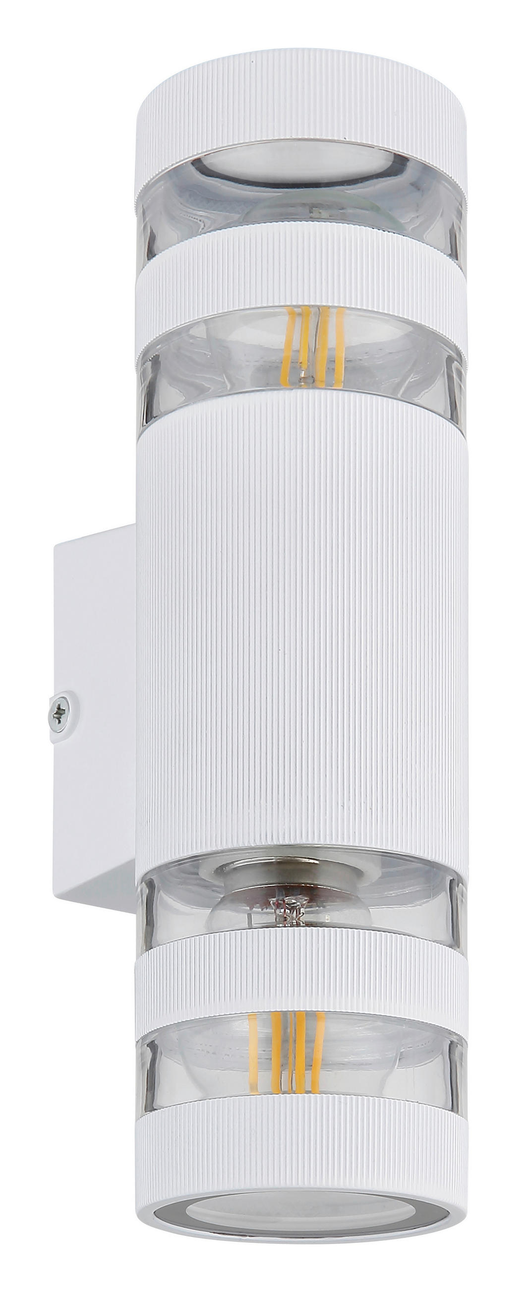 WANDLEUCHTE HAYES 22/6,5/6,5 cm   - Klar/Weiß, Basics, Glas/Kunststoff (22/6,5/6,5cm) - Globo