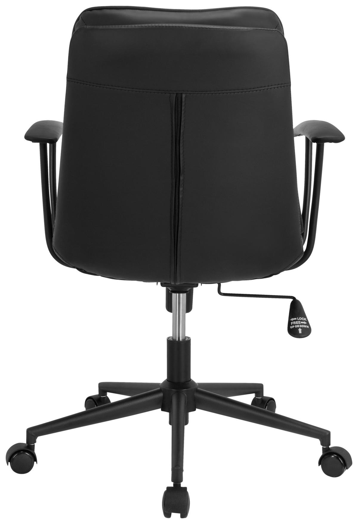 OTOČNÁ ŽIDLE, vzhled kůže, černá - černá, Basics, kov/textil (59/84/59cm) - MID.YOU