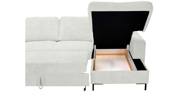 WOHNLANDSCHAFT Creme Cord  - Creme/Schwarz, KONVENTIONELL, Textil/Metall (197/303/148cm) - Carryhome