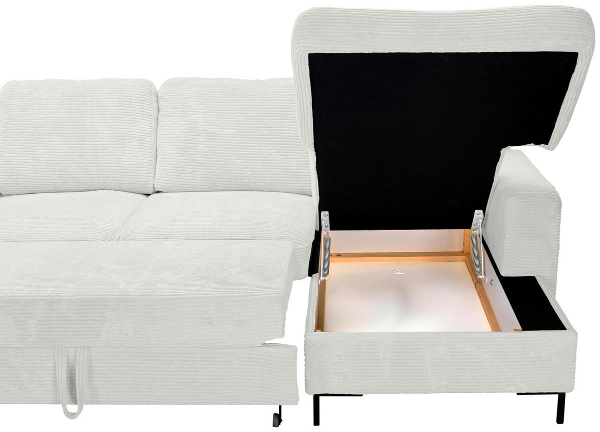 WOHNLANDSCHAFT Creme Cord  - Creme/Schwarz, KONVENTIONELL, Textil/Metall (197/303/148cm) - Carryhome