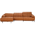 ECKSOFA in Echtleder Cognac  165/313 cm  - Cognac/Schwarz, Design, Leder/Metall (165/313cm) - Emilio Belluti