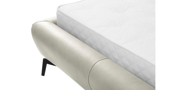 POLSTERBETT 180/200 cm,  in Creme, gepolstertes Kopfteil,  - Creme/Schwarz, Design, Leder/Metall (180/200cm) - Esposa