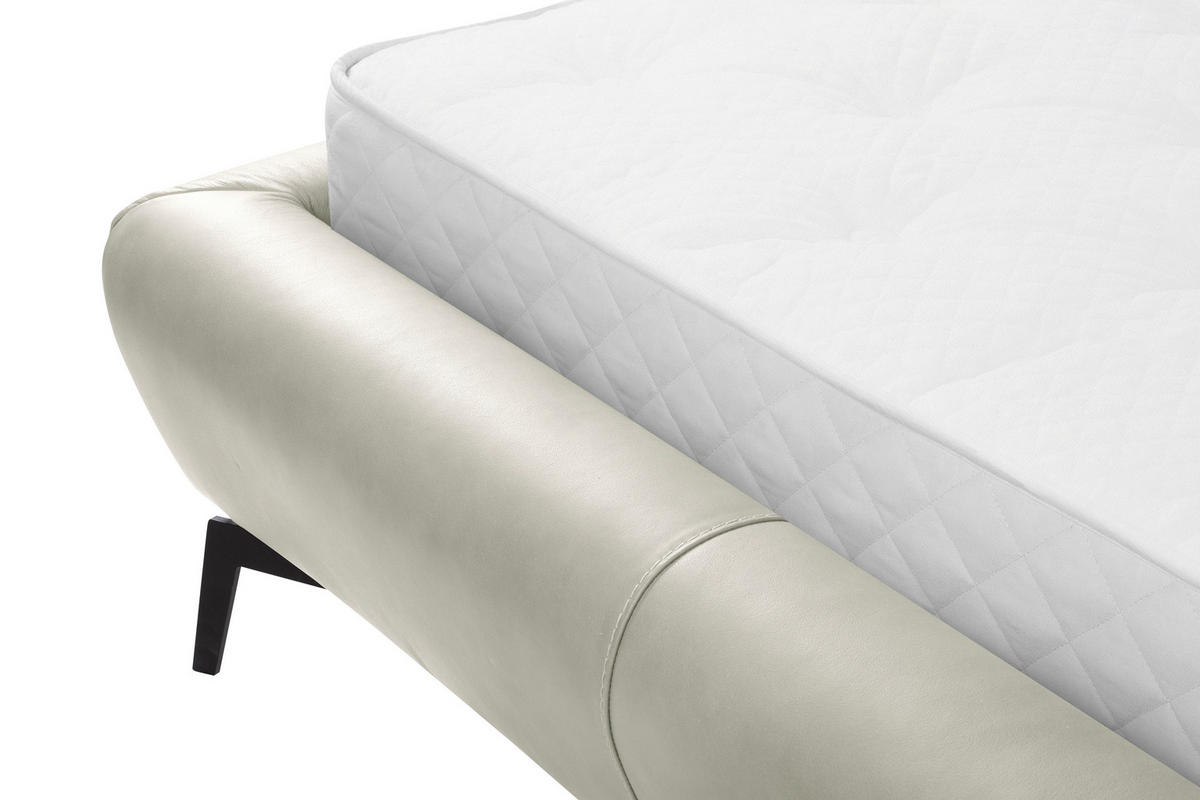 POLSTERBETT gepolstertes Kopfteil Creme 180/200 cm  - Creme/Schwarz, Design, Leder/Metall (180/200cm) - Esposa