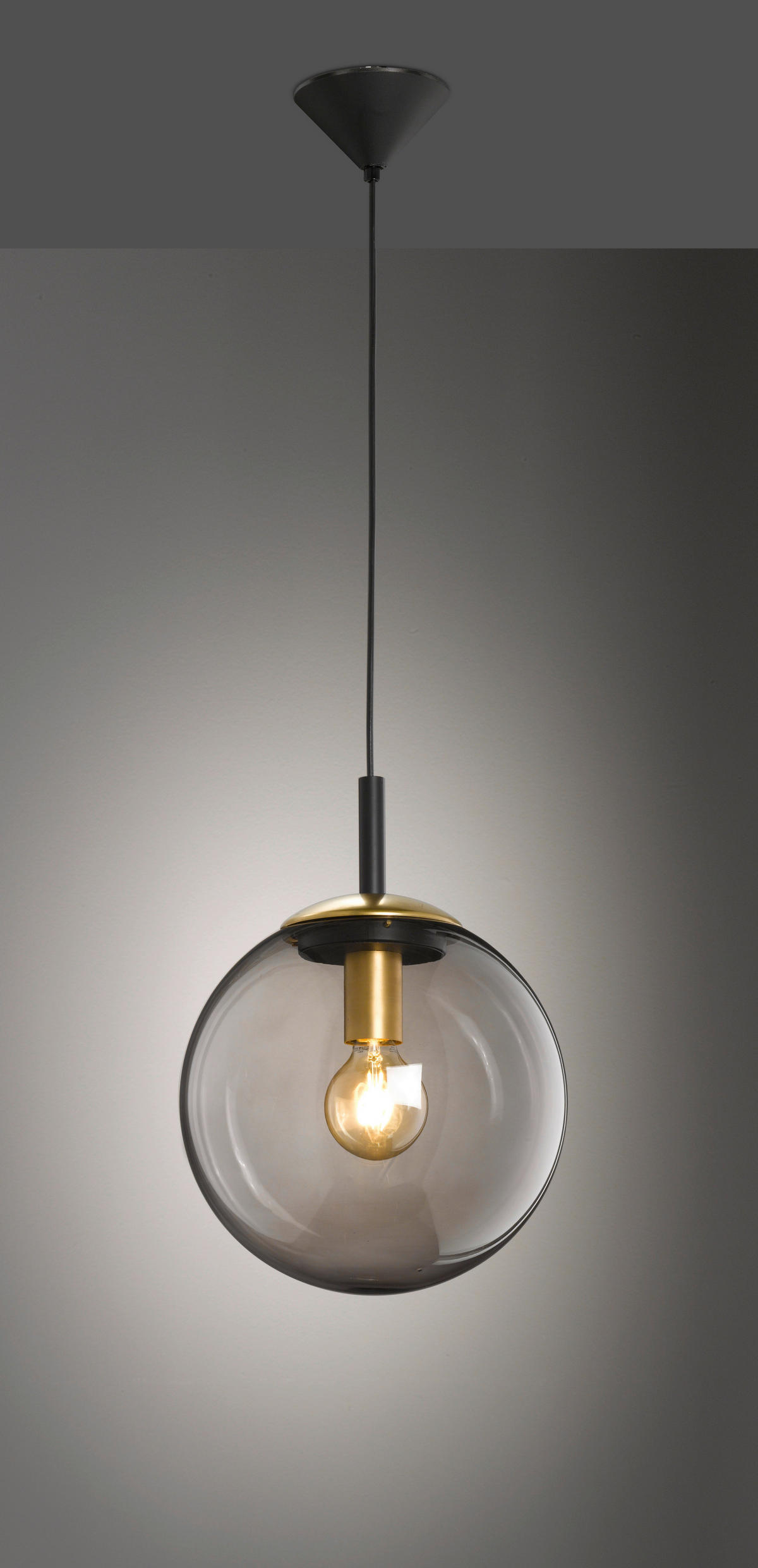 ZÁVESNÉ SVIETIDLO, 30/140 cm  - číra/čierna, Design, kov/sklo (30/140cm) - Fischer & Honsel