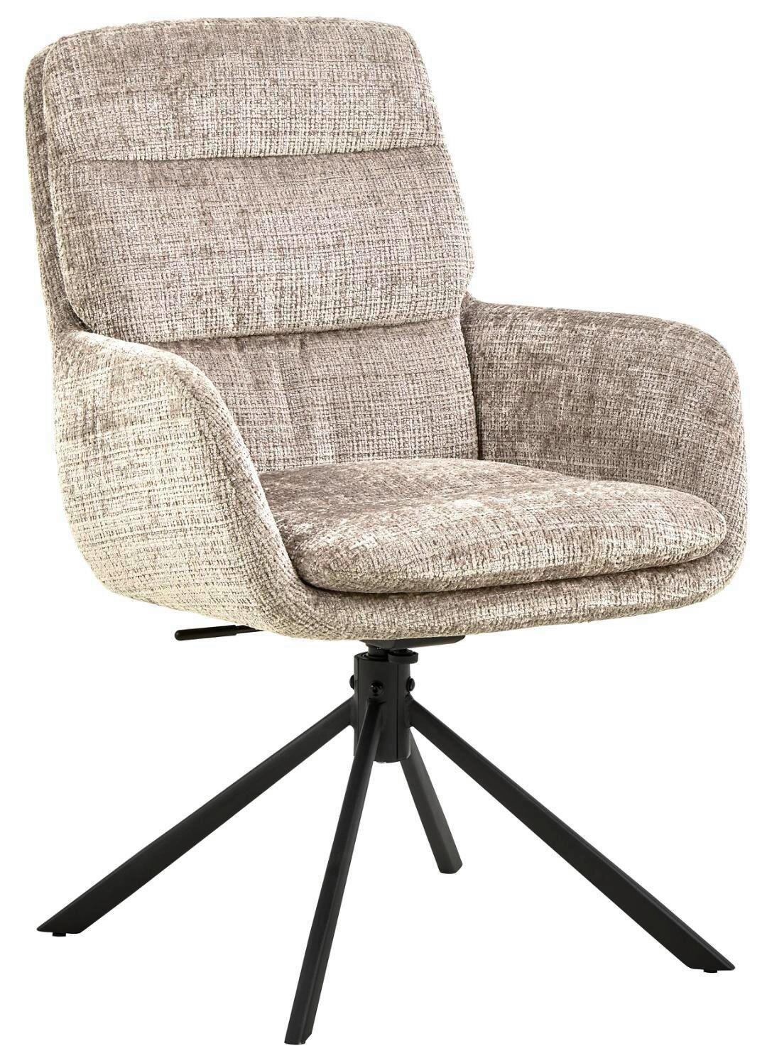 ARMLEHNSTUHL 2 Stück automatische Rückholfunktion Chenille  Schwarz, Beige  - Beige/Schwarz, MODERN, Textil/Metall (61/94/67cm) - MID.YOU