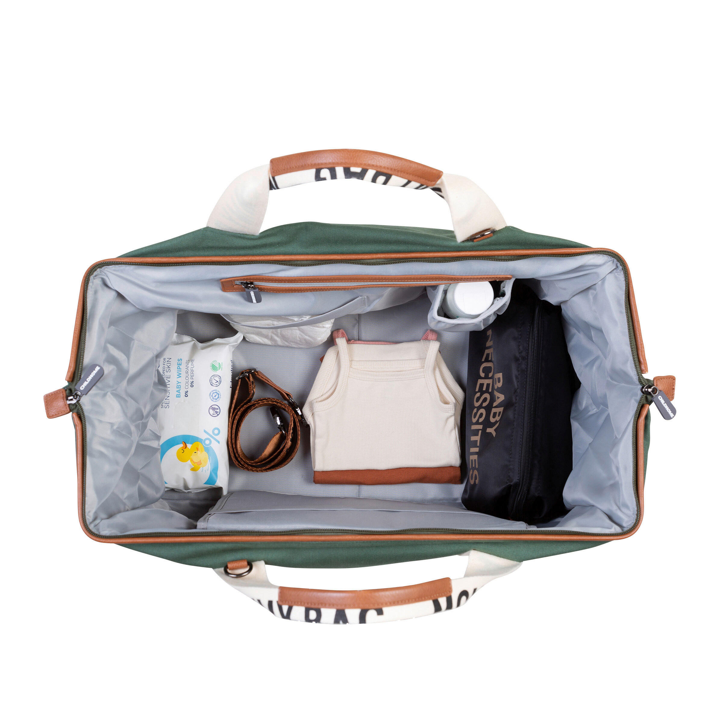 WICKELTASCHE MOMMY BAG SIGNATUR CANVAS 2023  - Grün, Basics, Leder/Kunststoff (30/40/55cm) - Childhome