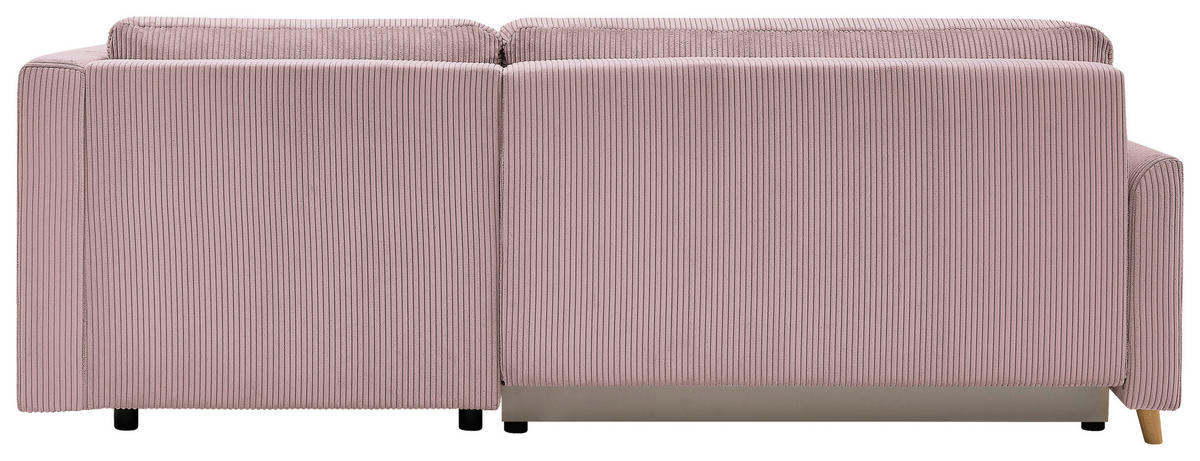 ECKSOFA MILOS Rosa Cord Rückenkissen, Bettkasten, Schlaffunktion, Rücken echt  - Naturfarben/Rosa, Design, Textil (224/148cm) - P & B