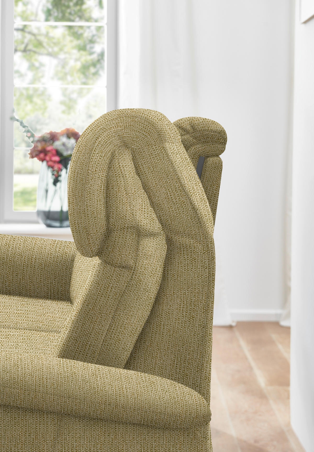 TRAPEZSOFA in Flachgewebe Gelb, Hellgrün  - Gelb/Schwarz, Konventionell, Textil/Metall (219/107/97cm) - Pure Home Comfort