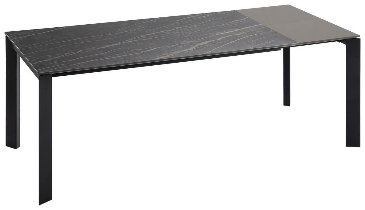 ESSTISCH in Metall, Keramik 160-250/90/75 cm  - Schwarz/Grau, Design, Keramik/Metall (160-250/90/75cm) - Novel