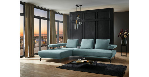 ECKSOFA in Chenille Türkis 224/305 cm - Türkis/Schwarz, Design, Textil/Metall (224/305cm) - Dieter Knoll