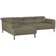 ECKSOFA in Struktur Hellbraun 205/280 cm - Hellbraun/Schwarz, Design, Textil/Metall (205/280cm) - Xora