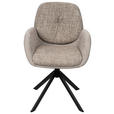 ARMLEHNSTUHL  in Eisen Webstoff  - Greige/Schwarz, Design, Textil/Metall (59/90/64cm) - Linea Natura