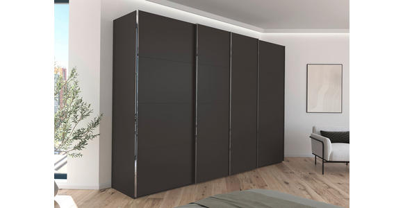 SCHWEBETÜRENSCHRANK 316/235/68 cm 4-türig Graphitfarben  - Chromfarben/Graphitfarben, Design, Holzwerkstoff/Metall (316/235/68cm) - Novel