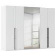 DREHTÜRENSCHRANK 301/223/61 cm,  in Weiß, 6-türig  - Chromfarben/Schwarz, Basics, Glas/Holzwerkstoff (301/223/61cm) - Novel