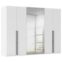 DREHTÜRENSCHRANK 301/223/61 cm,  in Weiß, 6-türig  - Chromfarben/Schwarz, Basics, Glas/Holzwerkstoff (301/223/61cm) - Novel