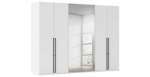 DREHTÜRENSCHRANK 301/223/61 cm,  in Weiß, 6-türig  - Chromfarben/Schwarz, Basics, Glas/Holzwerkstoff (301/223/61cm) - Novel