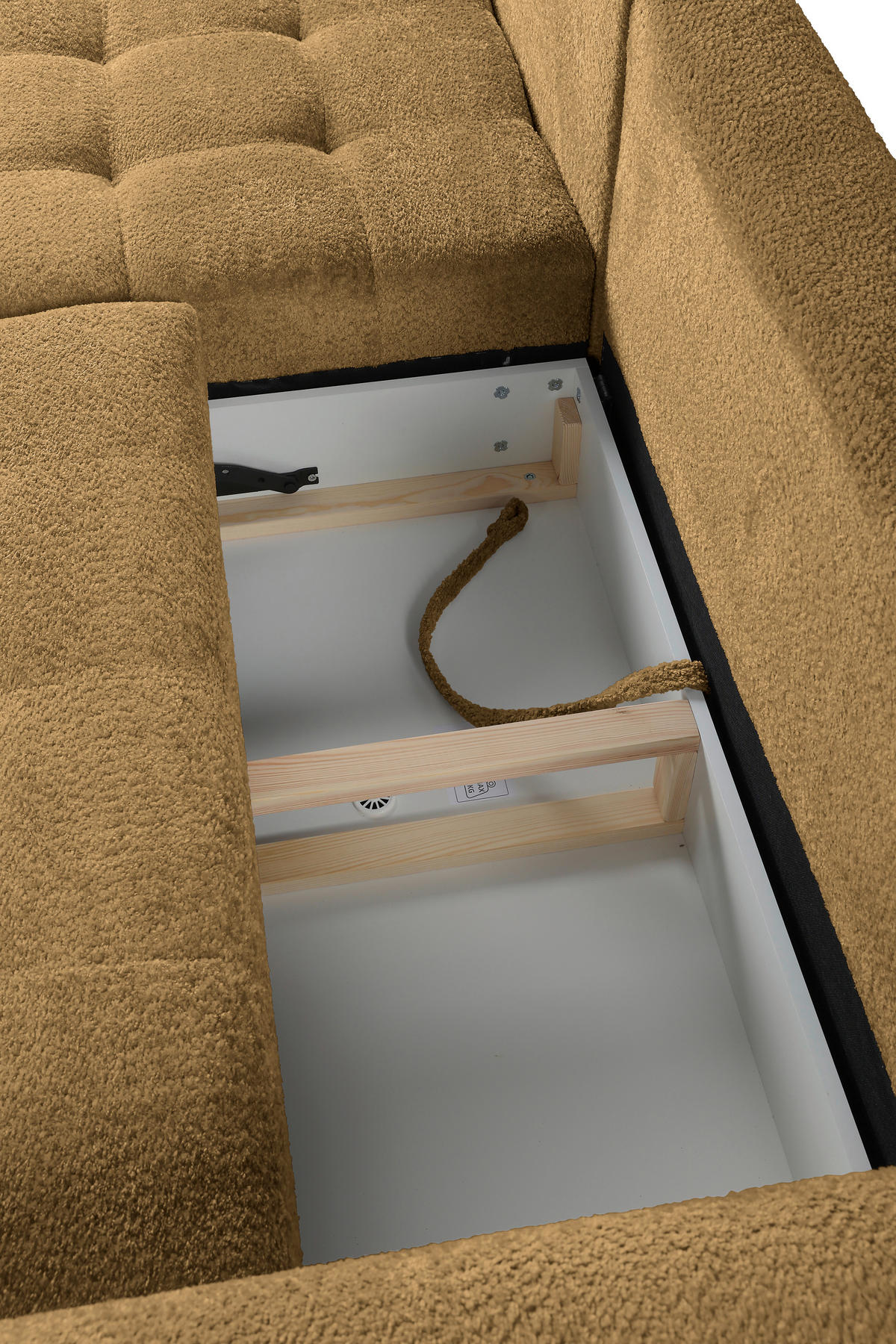 ECKSOFA in Chenille Honig  - Schwarz/Honig, Konventionell, Holz/Textil (180/266cm) - MID.YOU