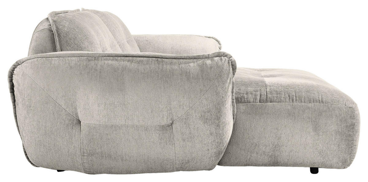 ECKSOFA in Chenille Silberfarben  - Silberfarben/Schwarz, Modern, Kunststoff/Textil (184/269cm) - Trendmanufaktur