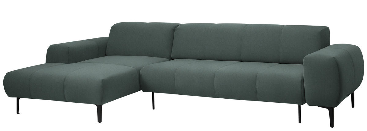 ECKSOFA in Chenille Waldgrün  - Waldgrün/Schwarz, Design, Textil/Metall (167/311cm) - Xora