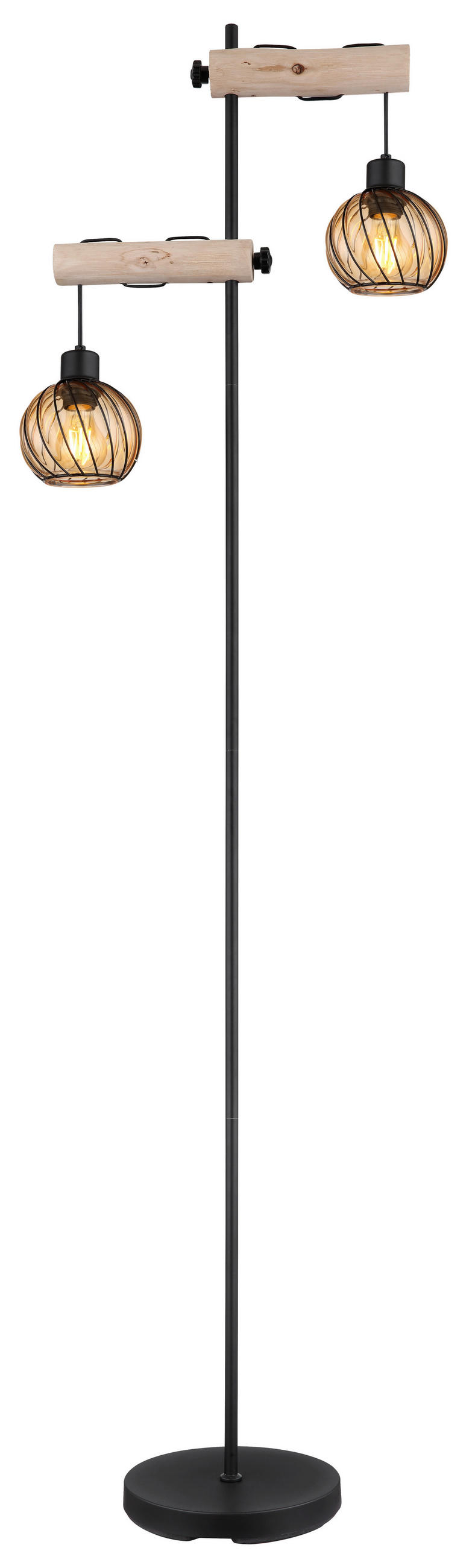 STEHLEUCHTE 48/25/168 cm    - Schwarz/Naturfarben, Natur, Glas/Holz (48/25/168cm) - Globo
