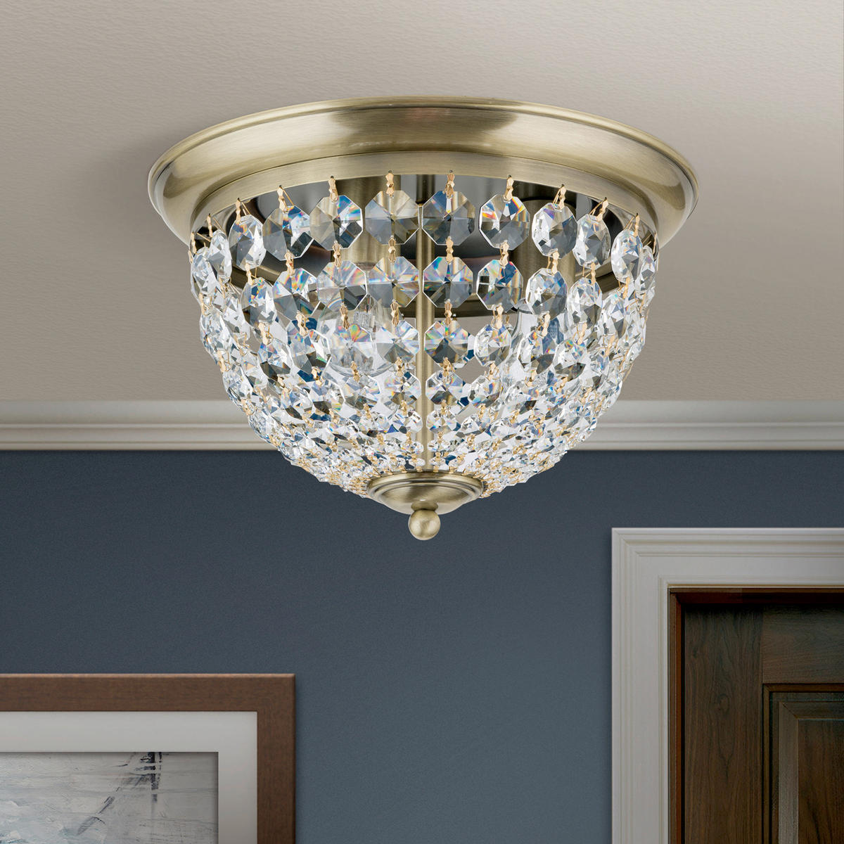 KRISTALL-DECKENLEUCHTE Plafond 35/24 cm   - Goldfarben, LIFESTYLE, Glas/Metall (35/24cm)
