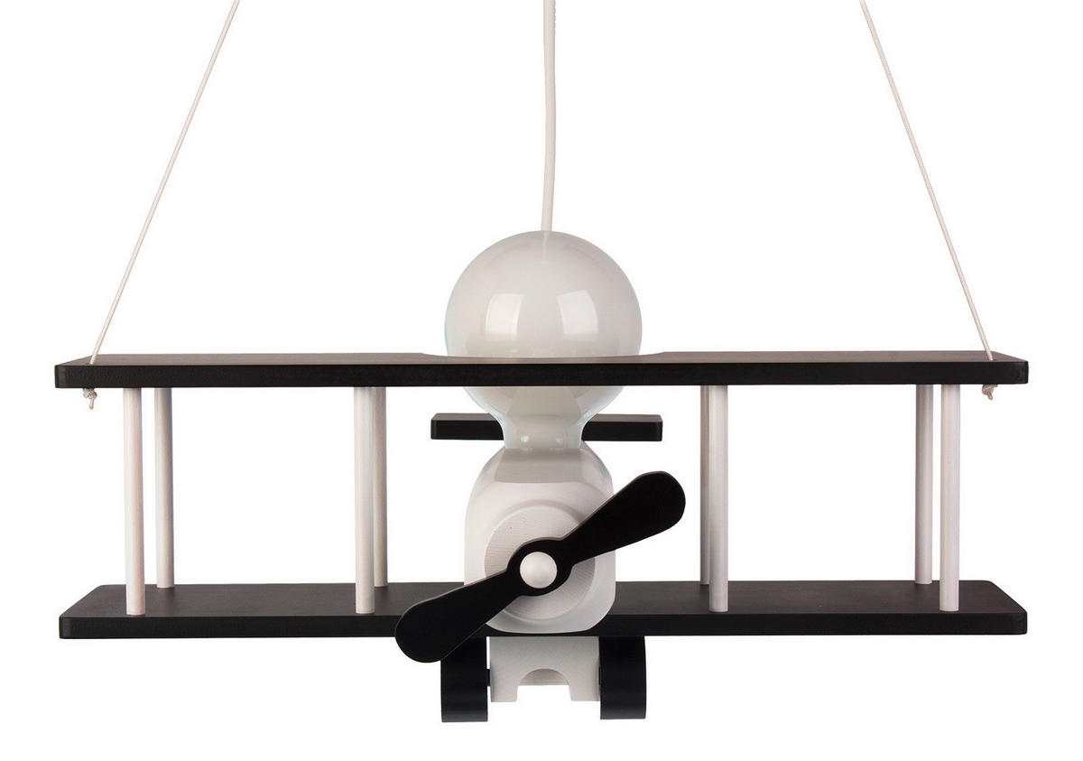 KINDERHÄNGELEUCHTE 42/45/75 cm   - Schwarz/Weiß, KONVENTIONELL, Holz (42/45/75cm)