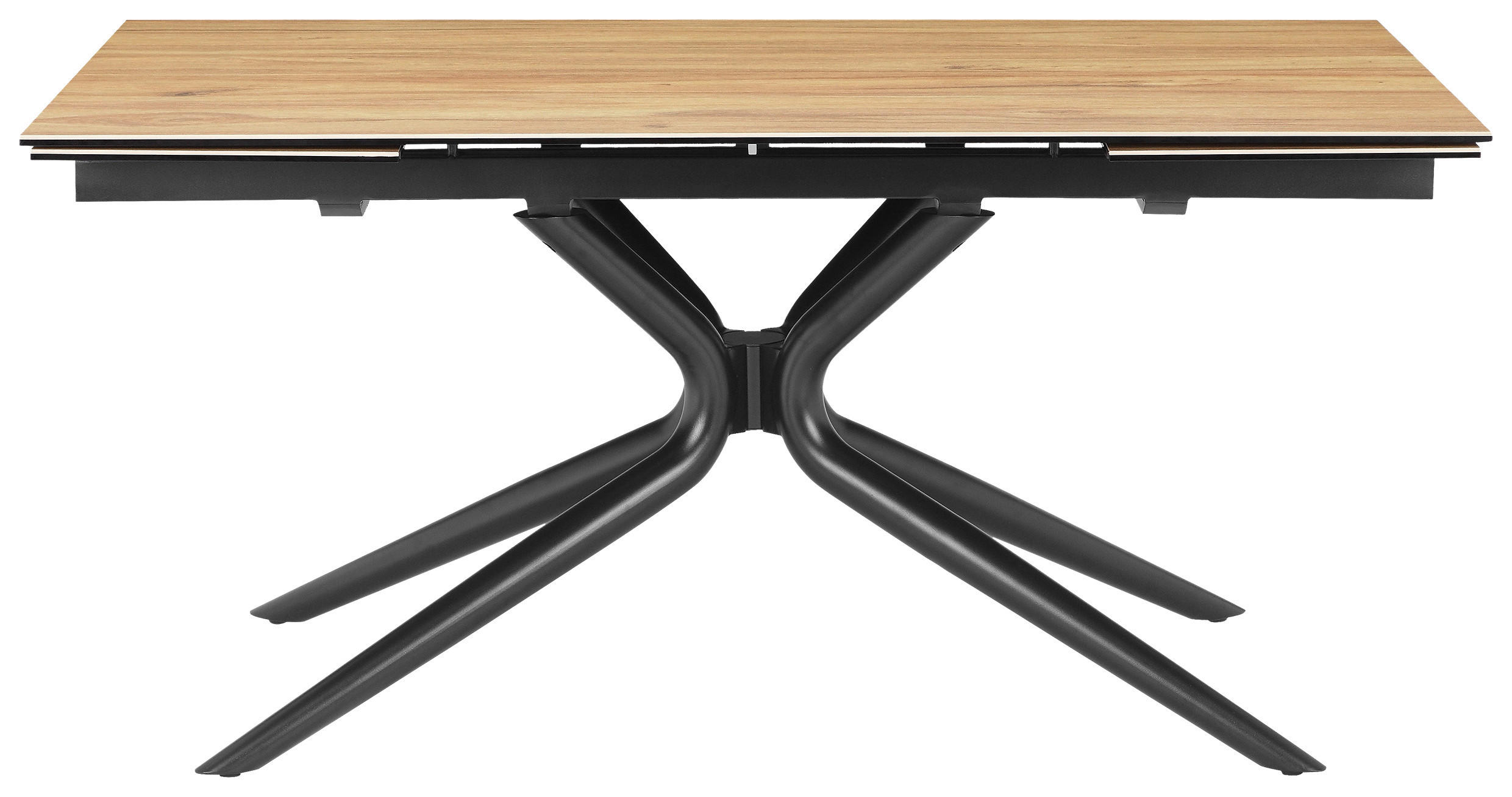 ESSTISCH 160-240/90/76 cm  Metall, Glas, Keramik ausziehbar rechteckig Schwarz, Teakfarben  - Schwarz/Teakfarben, MODERN, Glas/Keramik (160-240/90/76cm) - P & B