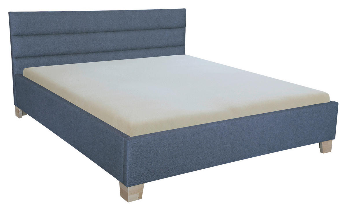 ČALÚNENÁ POSTEĽ, 180/200 cm, modrá - modrá/farba brezy, Basics, drevo/textil (180/200cm) - Cantus