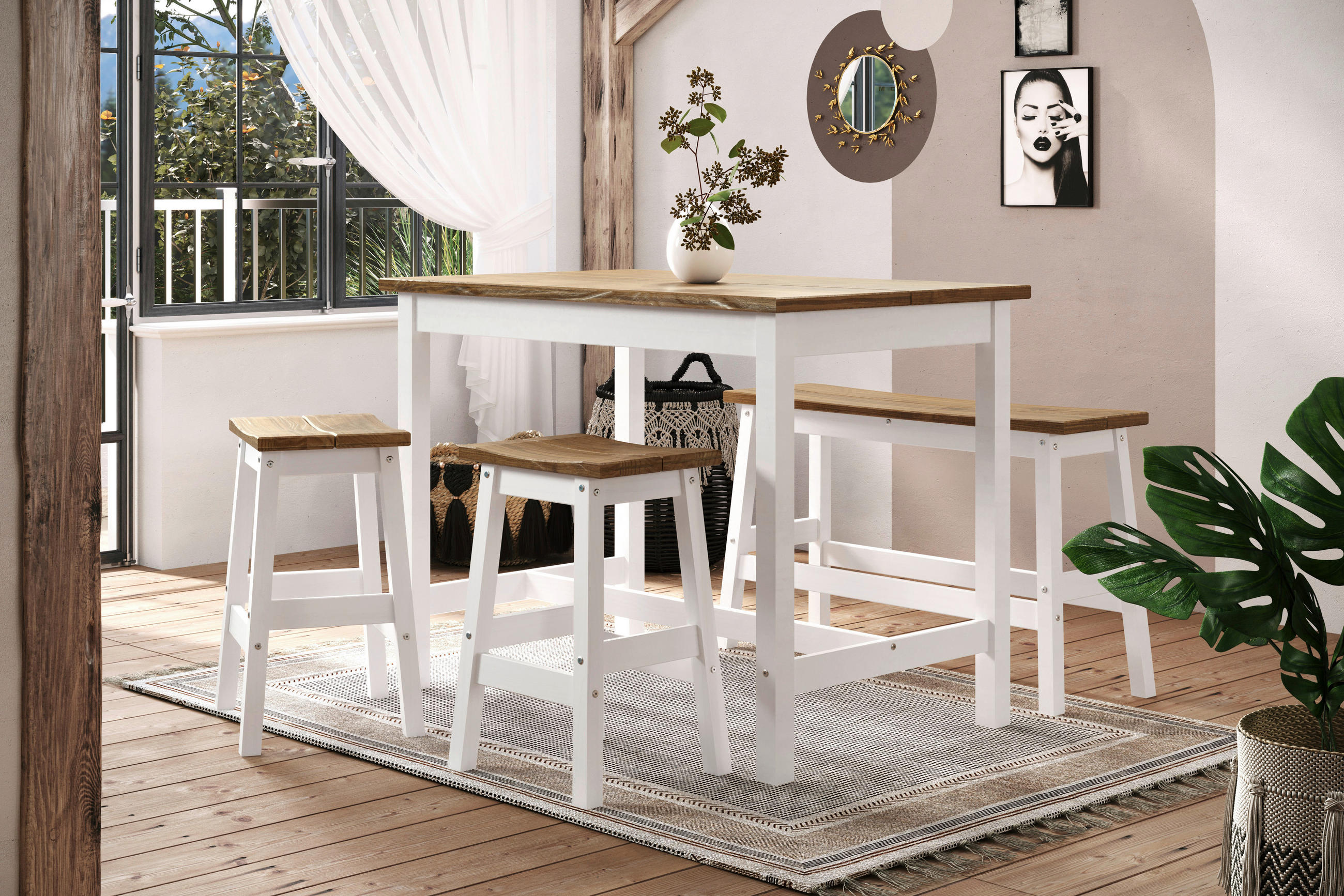 SET MOBILIER DE BAR in  - alb/culoare natur, Natur, lemn - Livetastic