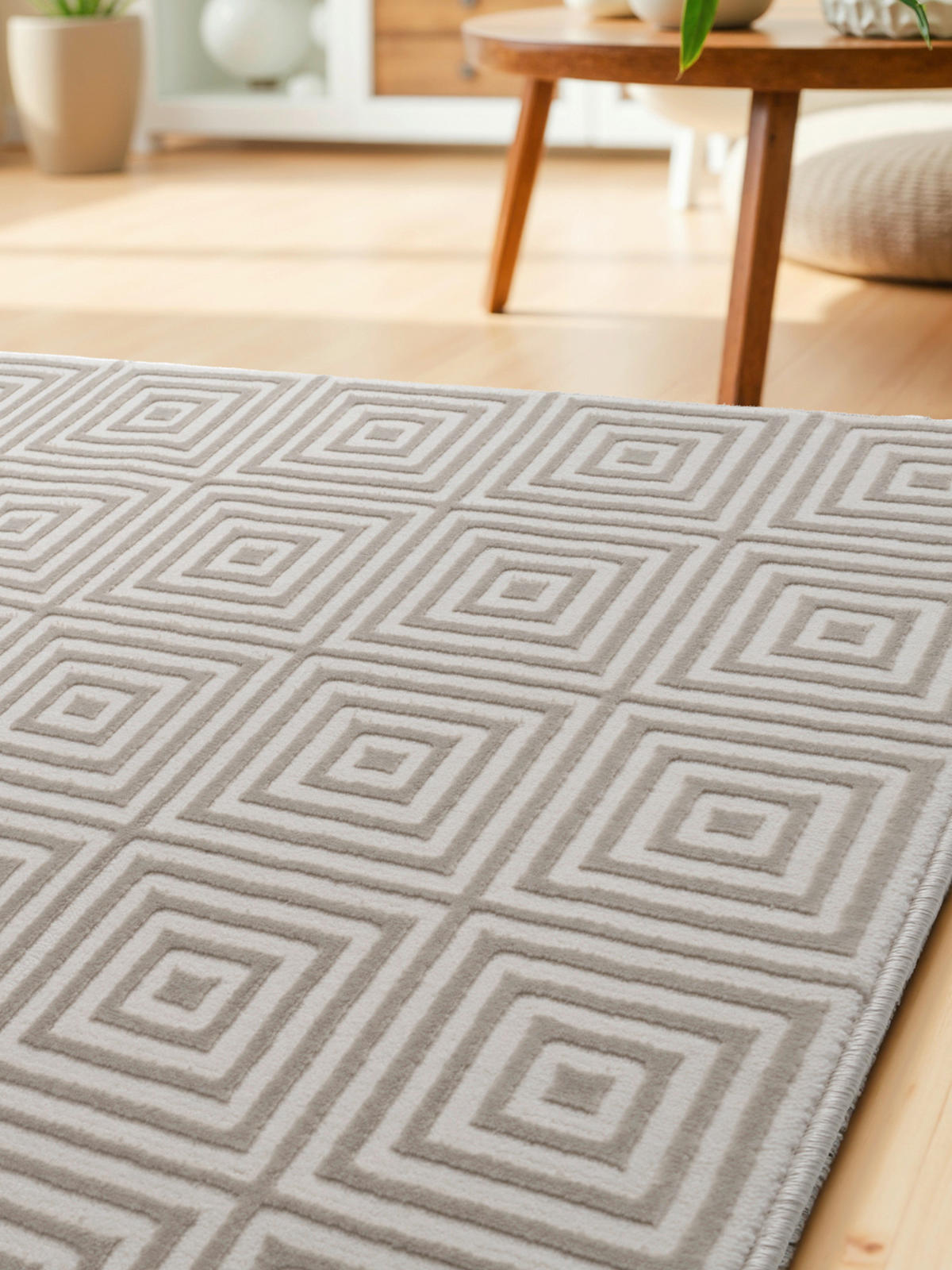 LÄUFER 80/240 cm Perles  - Creme/Weiß, Basics, Kunststoff (80/240cm) - Elle Decoration