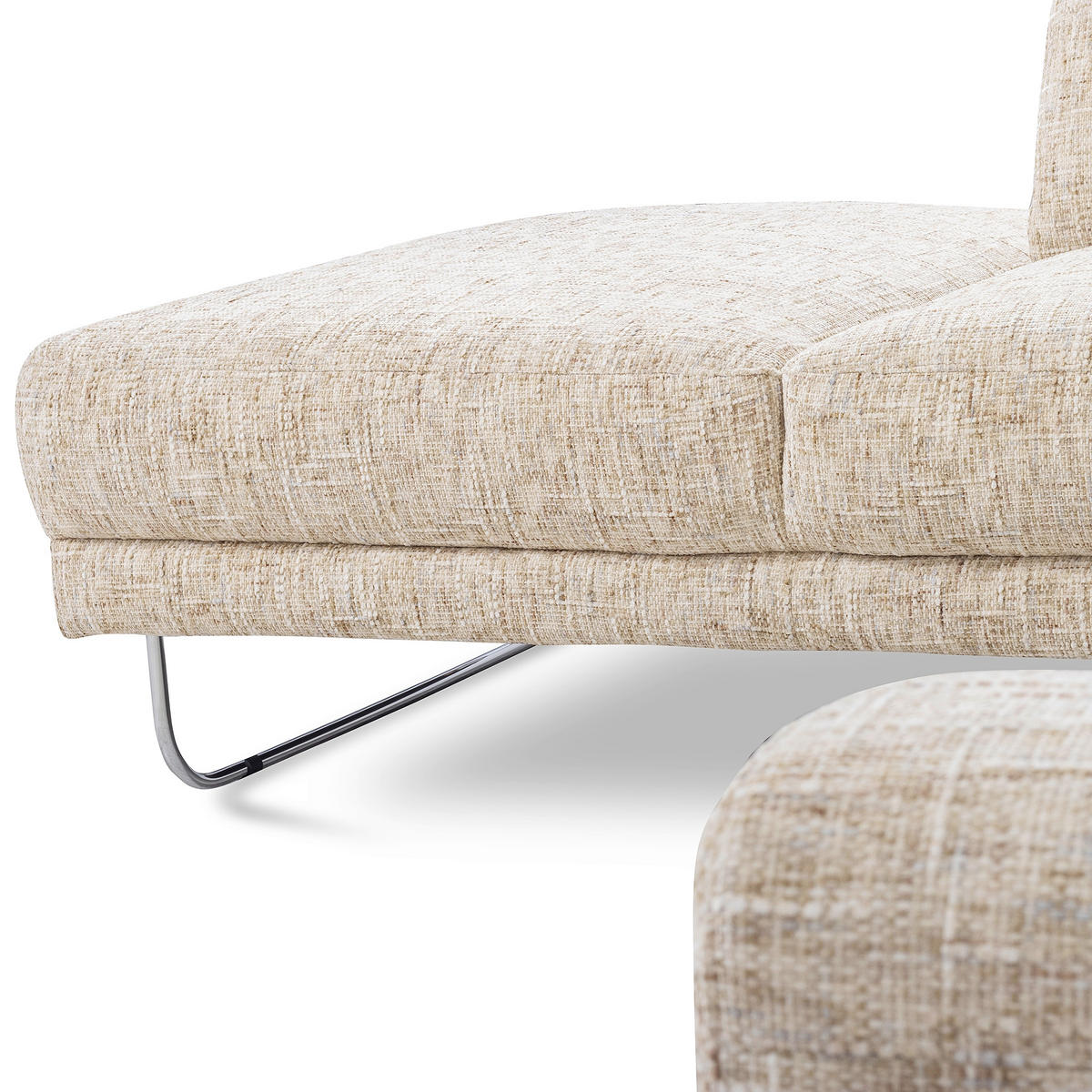 ECKSOFA 250/273 cm SPRING in Webstoff Beige Zierkissen  250/273 cm  - Chromfarben/Beige, Design, Textil/Metall (250/273cm) - Livetastic
