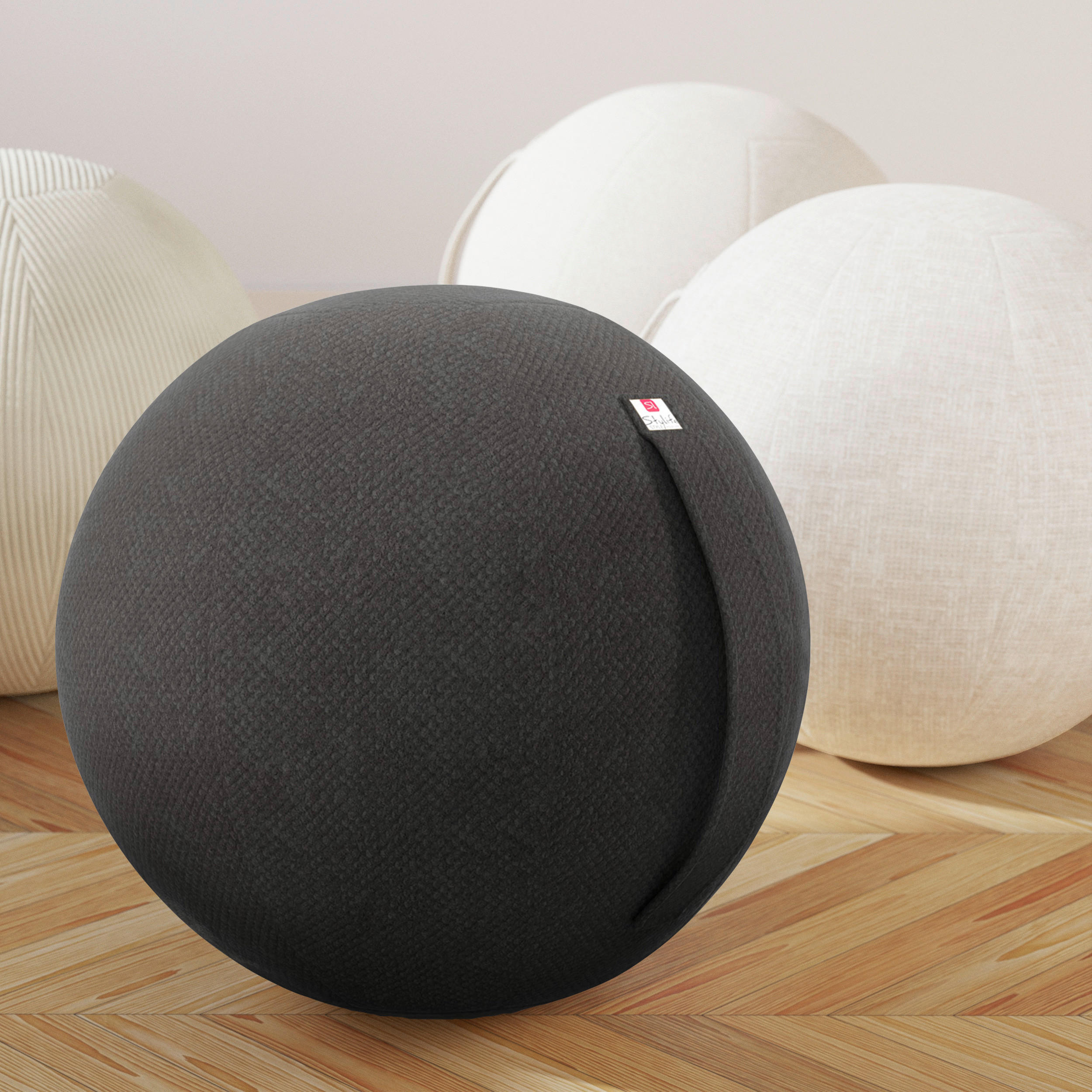 SITZBALL Plüsch Anthrazit  - Anthrazit, Design, Textil (60/60/60cm) - Stylife