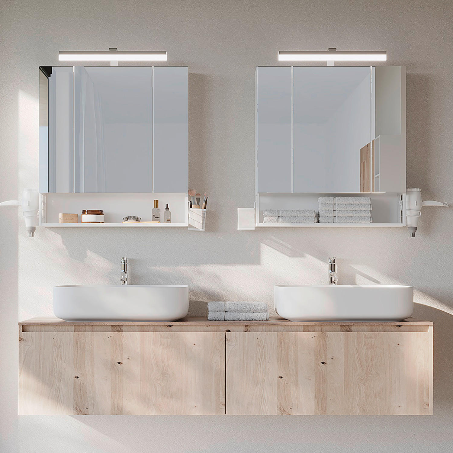 SPIEGELSCHRANK 70/75/16,5 cm  - Silberfarben/Weiß, MODERN, Glas/Holzwerkstoff (70/75/16,5cm) - MID.YOU