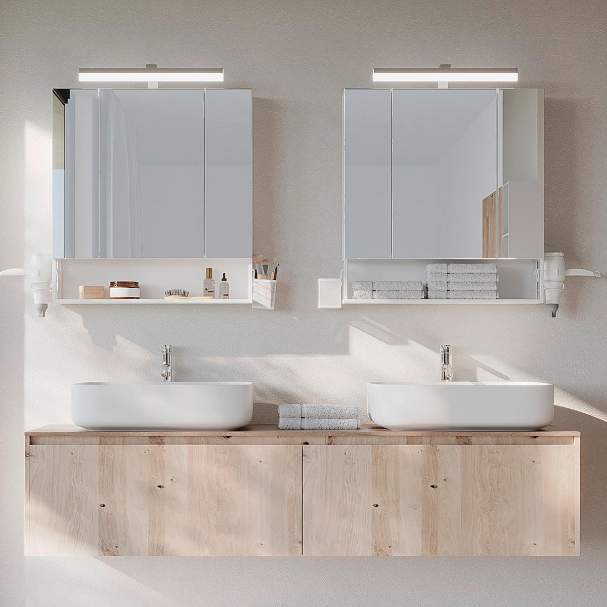 SPIEGELSCHRANK 70/75/16,5 cm  - Silberfarben/Weiß, MODERN, Glas/Holzwerkstoff (70/75/16,5cm) - MID.YOU
