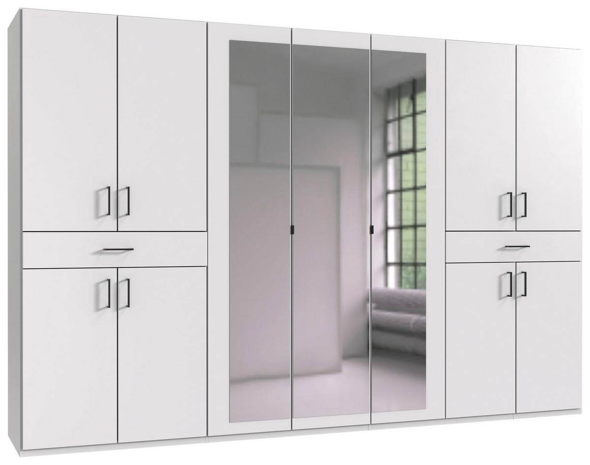 DREHTÜRENSCHRANK  in Weiß  - Schwarz/Weiß, KONVENTIONELL, Glas/Holzwerkstoff (313/208/58cm) - Carryhome