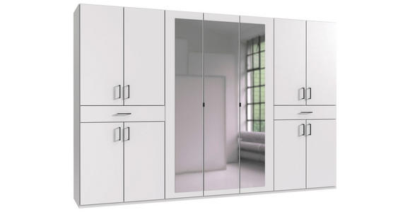 DREHTÜRENSCHRANK in Weiß - Schwarz/Weiß, KONVENTIONELL, Glas/Holzwerkstoff (313/208/58cm) - Carryhome
