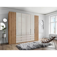 FALTTÜRENSCHRANK 250/216/58 cm 4-türig Champagner, Eiche Bianco  - Schieferfarben/Eiche Bianco, KONVENTIONELL, Glas/Holzwerkstoff (250/216/58cm) - Dieter Knoll