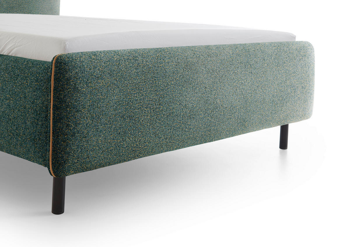 POLSTERBETT 140/200 cm  in Gelb, Dunkelgrün  - Dunkelgrün/Gelb, Design, Textil/Metall (140/200cm) - Xora