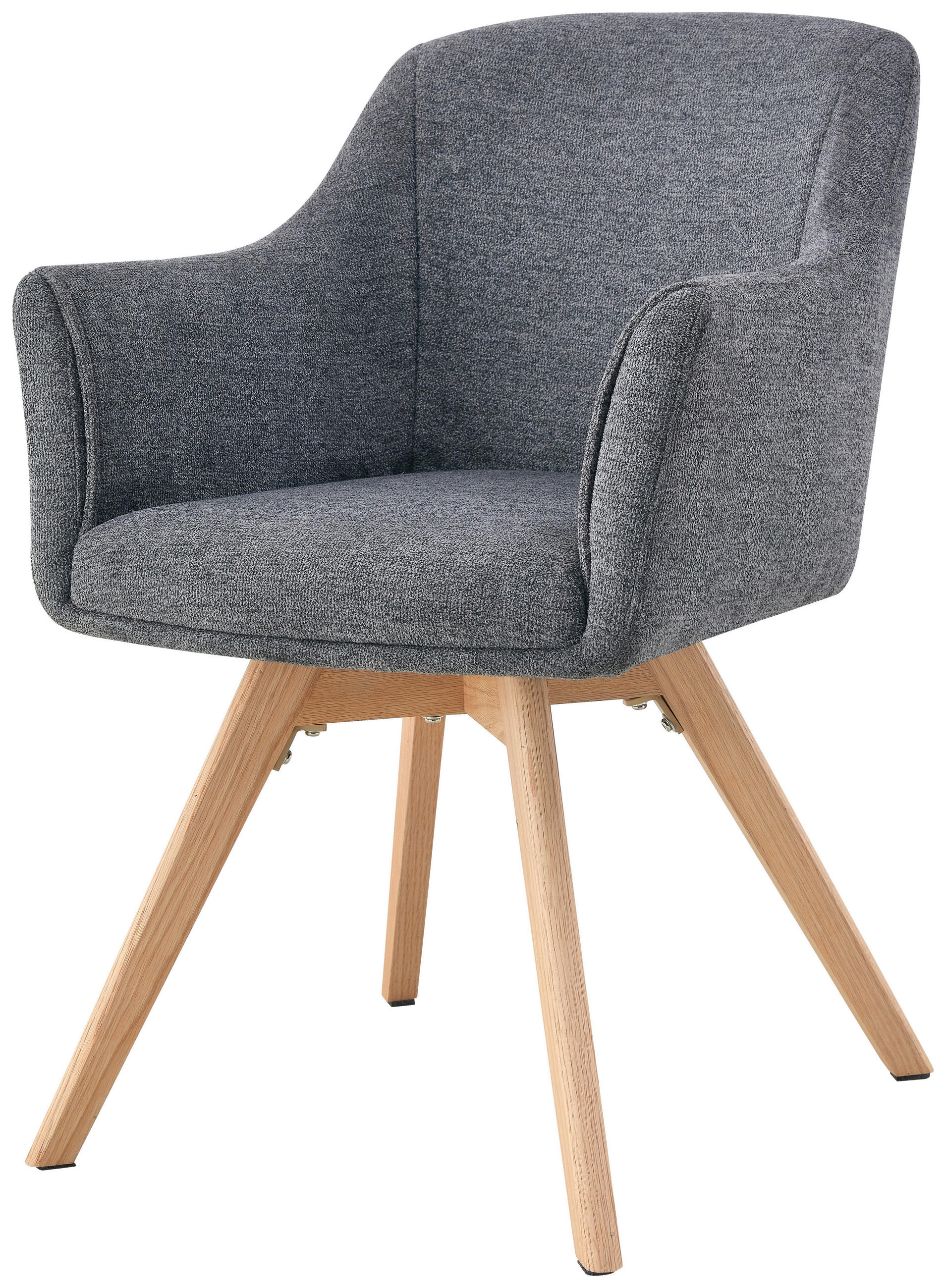 ARMLEHNSTUHL  Sitzfläche 360° drehbar Webstoff  Grau  - Naturfarben/Grau, KONVENTIONELL, Holz/Textil (61/85,5/63,5cm) - Livetastic