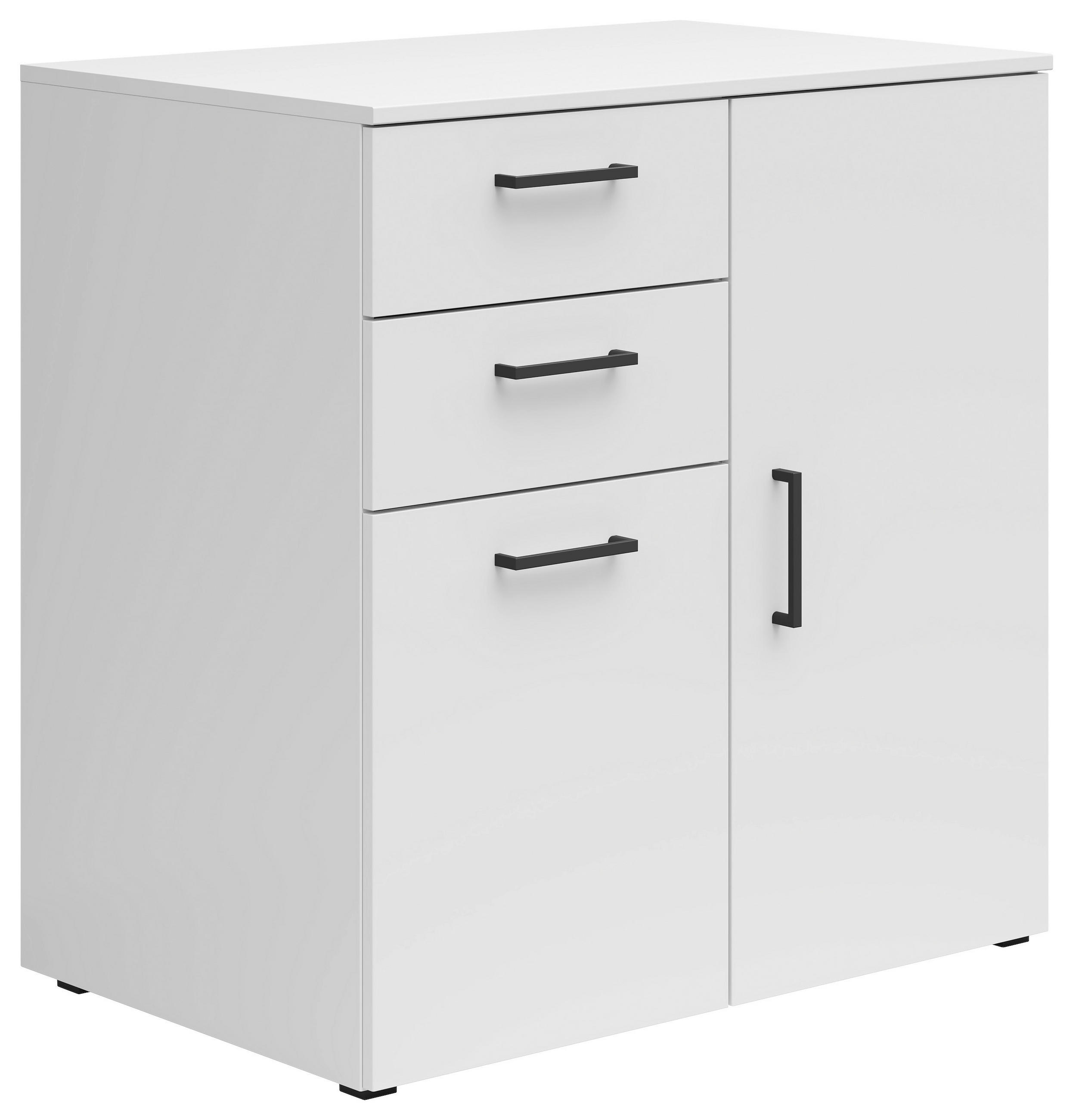 KOMODA, bela  - črna/bela, Moderno, umetna masa/leseni material (80/83/52cm) - Carryhome